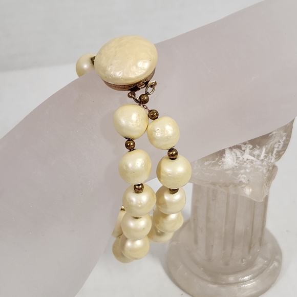 Vintage Antique Baroque glass pearl bracelet w slide clasp - Picture 2 of 10